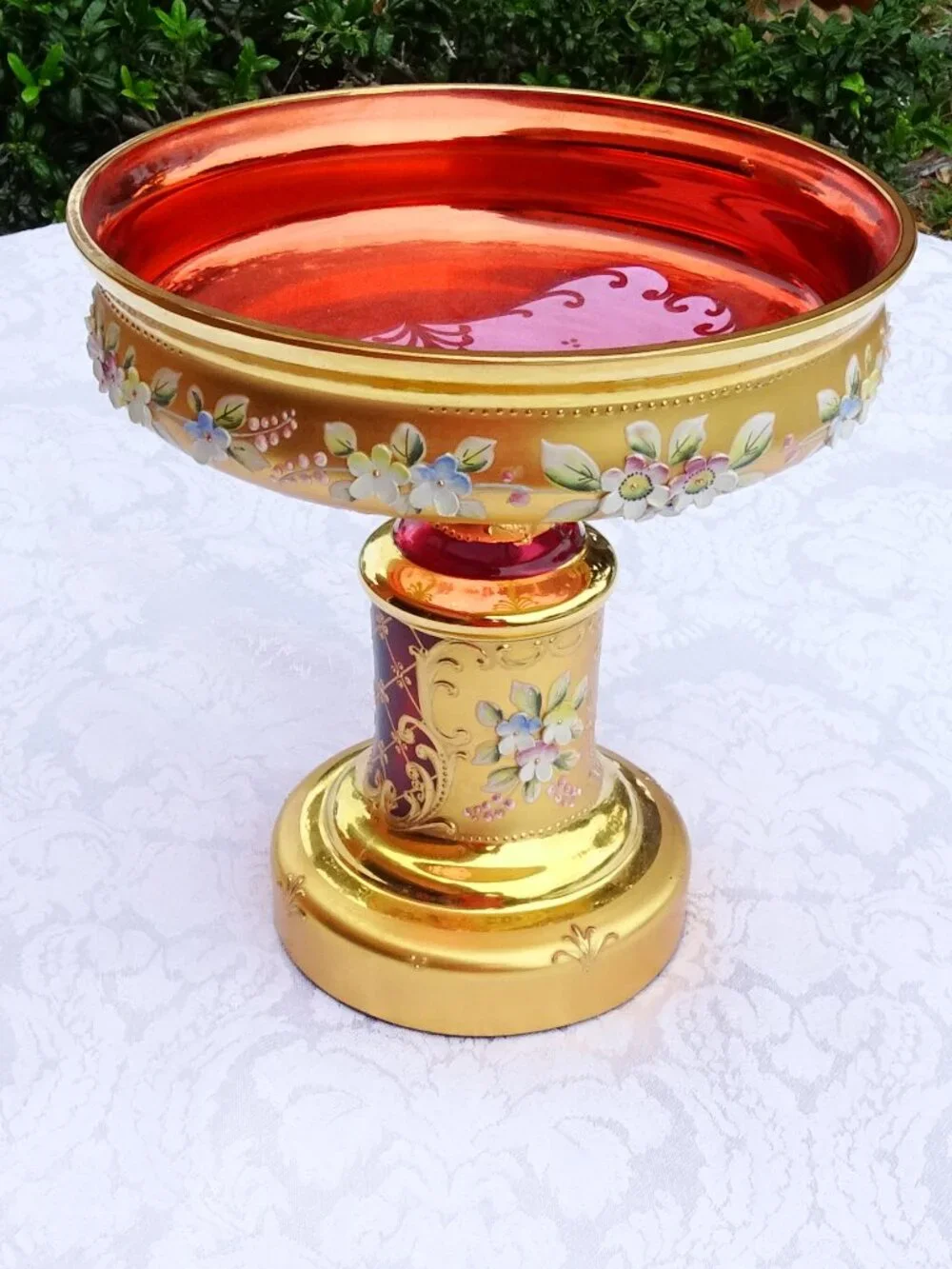 Gold and Pink Decorative Bohemian Glass Display Piece